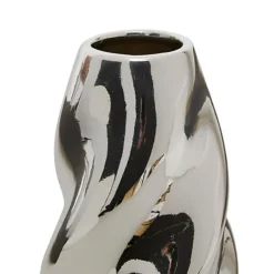 Atmosphera Bloemenvaas Silver Sky - zilver - keramiek - H21 cm