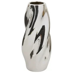 Atmosphera Bloemenvaas Silver Sky - zilver - keramiek - H28 cm