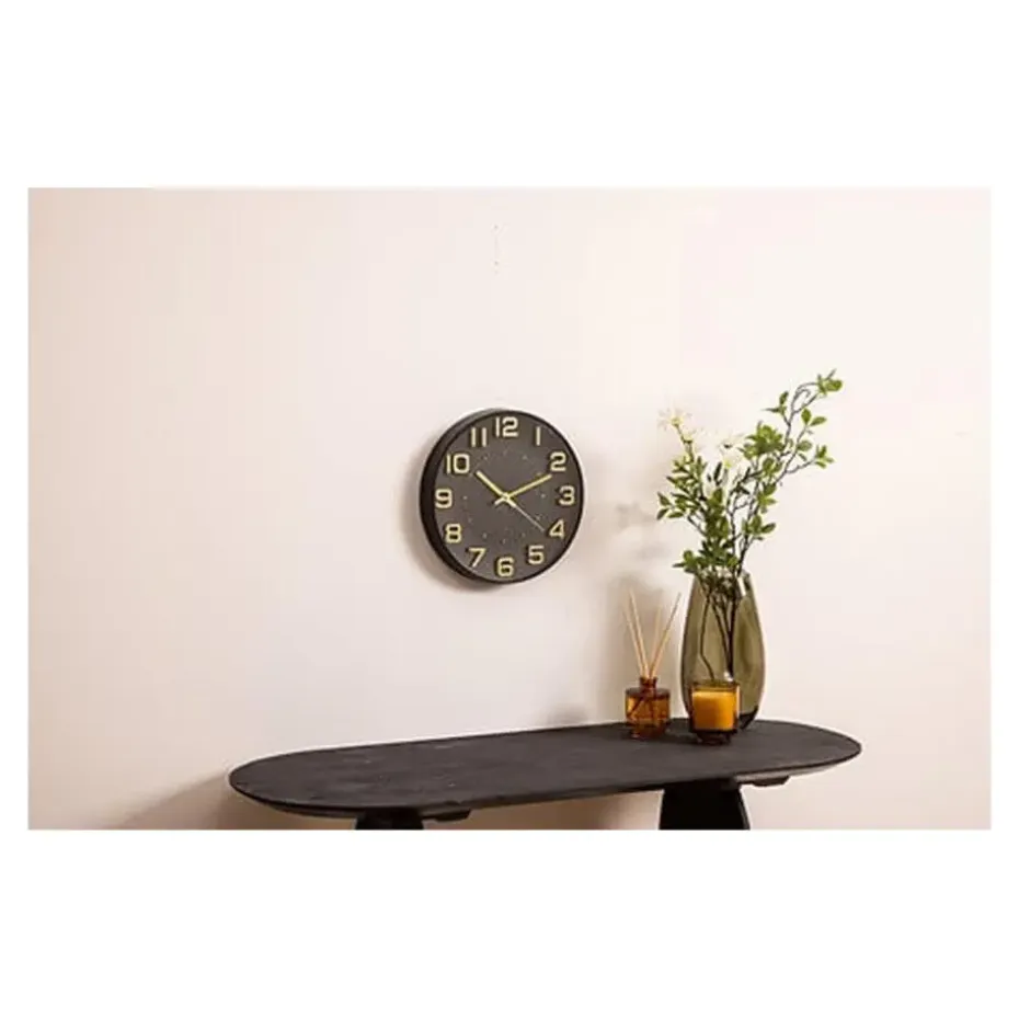 Atmosphera Doris Klok - zwart / goud - 30 cm - wandklok modern