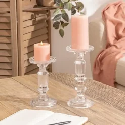 Atmosphera kaarsen kandelaar - stompkaarsen - glas - 24 cm