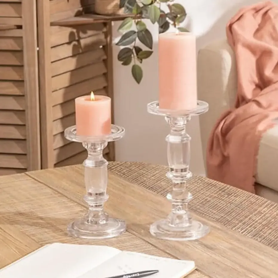 Atmosphera kaarsen kandelaar - stompkaarsen - glas - 24 cm