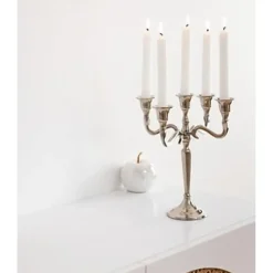 Atmosphera kaarsen kandelaar - 5 armen - metaal - zilver - 28 cm