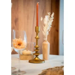 Atmosphera kaarsen kandelaar - dinerkaarsen - goud - H26 cm
