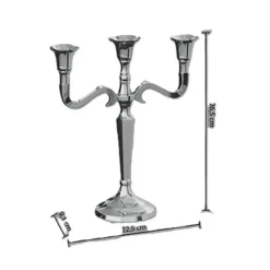 Atmosphera kaarsen kandelaar - 3 armen - metaal - zilver - 27 cm