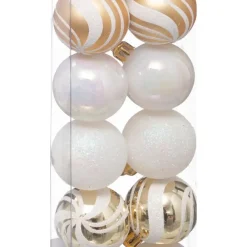 Atmosphera kerstballen 12x -kunststof - parelmoer wit/goud - 4 cm