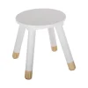 Atmosphera Kinder bijzet krukje - ivoor wit - hout - D24 x H27 cm