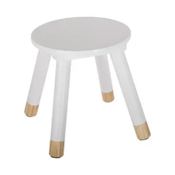 Atmosphera Kinder bijzet krukje - ivoor wit - hout - D24 x H27 cm