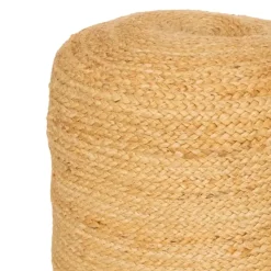 Atmosphera Poef om te zitten - hout/stof - jute/beige - 40 x 40 cm