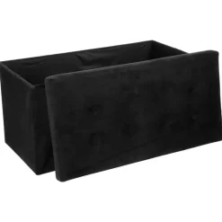Atmosphera Poef/hocker - opbergbox - zwart - PU/MDF - 76 x 38 cm