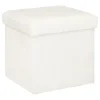 Atmosphera Poef/hocker - opbergbox - wit - PU/MDF - 38 x 38 cm