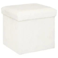 Atmosphera Poef/hocker - opbergbox - wit - PU/MDF - 38 x 38 cm