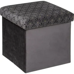 Atmosphera Storage Poef/hocker - Opvouwbaar - Donkergrijs - 38x38 cm