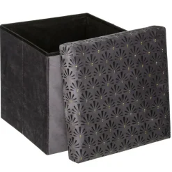 Atmosphera Storage Poef/hocker - Opvouwbaar - Donkergrijs - 38x38 cm