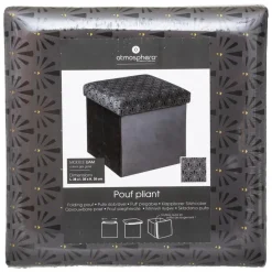 Atmosphera Storage Poef/hocker - Opvouwbaar - Donkergrijs - 38x38 cm