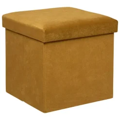Atmosphera Storage Poef/Hocker - Opvouwbaar - Okergeel - 38x38 cm
