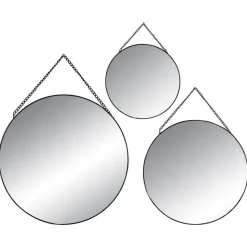 Atmosphera Wandspiegel set - 3 st - rond - zwart - metaal