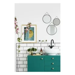 Atmosphera Wandspiegel set - 3 st - rond - zwart - metaal