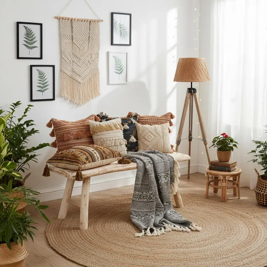 Atmosphera zit krukje/bijzet bankje - hout - 70 x 26 x 31 cm