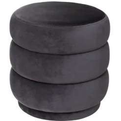 Atmosphera zit Poef - hout/stof - donkergrijs - 40 x 40 cm