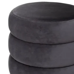 Atmosphera zit Poef - hout/stof - donkergrijs - 40 x 40 cm