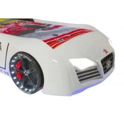 Autobed - Racebed - Met LED en sounds - V8 Sport - 239x127x72 cm - Wit