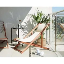 AVELLINO - Strandstoel - Donkere houtkleur - Polyester