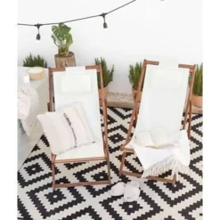 AVELLINO - Strandstoel - Donkere houtkleur - Polyester