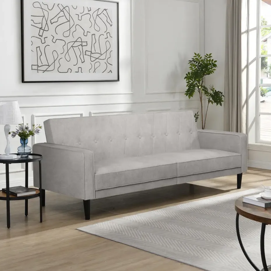 Avon - Slaapbank 3-zits in lichtgrijze stof