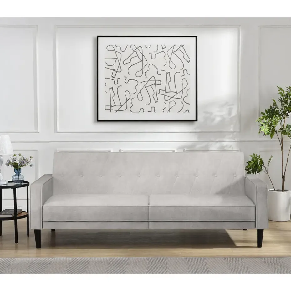 Avon - Slaapbank 3-zits in lichtgrijze stof