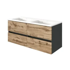 Badkamercombinatie Luna 2-delig 120cm - grafiet/eik