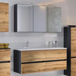 Badkamercombinatie Luna 2-delig 120cm - grafiet/eik