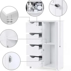 Badkamerkast - 4 Lades - MDF - Wit