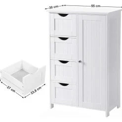 Badkamerkast - 4 Lades - MDF - Wit