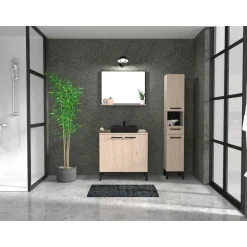 Badkamerkast Dotan met 2 deuren & spiegel - eik