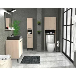 Badkamerkast Dotan met 2 deuren & spiegel - eik