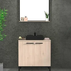 Badkamerkast Dotan met 2 deuren & spiegel - eik