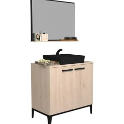 Badkamerkast Dotan met 2 deuren & spiegel - eik