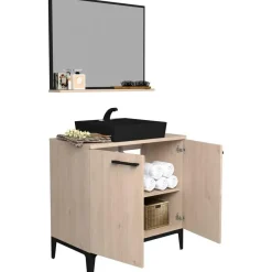 Badkamerkast Dotan met 2 deuren & spiegel - eik