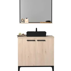 Badkamerkast Dotan met 2 deuren & spiegel - eik