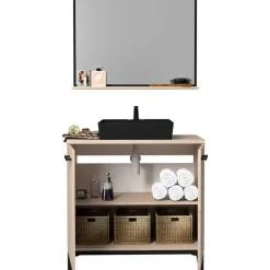 Badkamerkast Dotan met 2 deuren & spiegel - eik