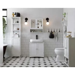 Badkamerkast met twee spiegels - 56x13x58 cm - wit