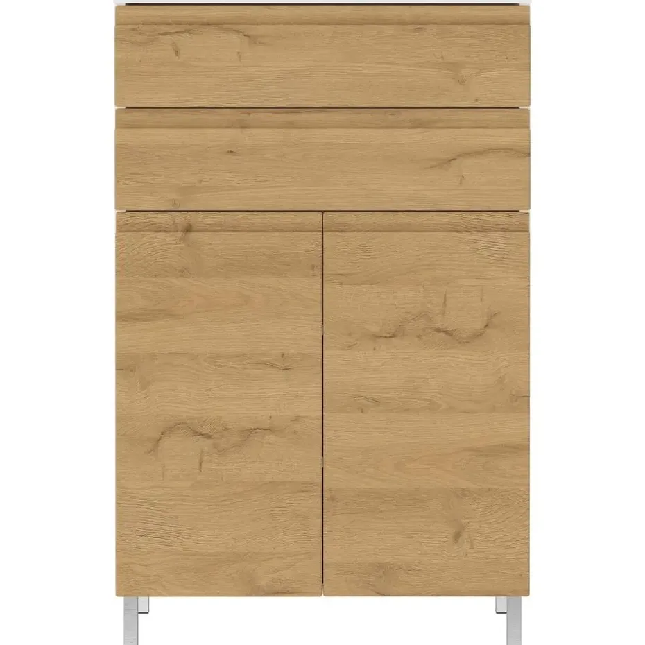 Badkamerkast Torres 60cm met 2 deuren & 2 lades - eikdecor/wit