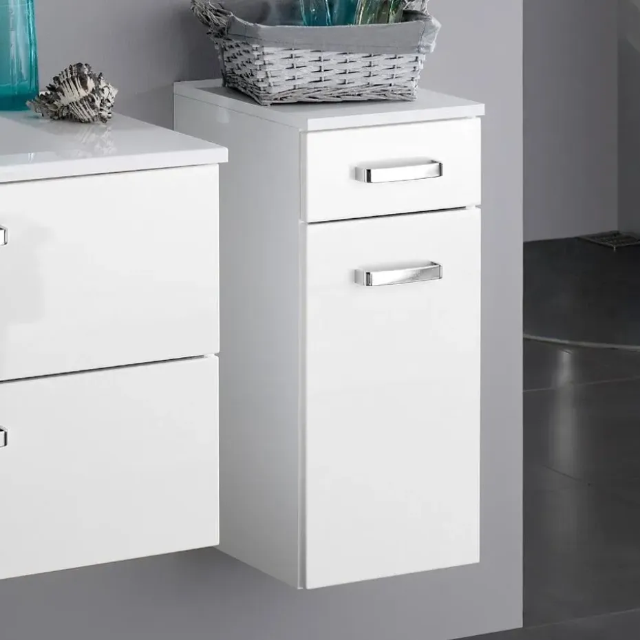 Badkamerkastje Bobbi 30cm 1 lade en 1 deur - wit