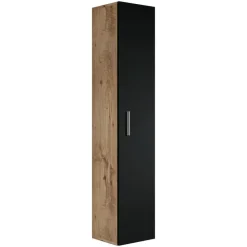 Badplaats Badkamerkast Pluto 30 x 30 x 150 cm - Kastanje Eiken met Zwart -