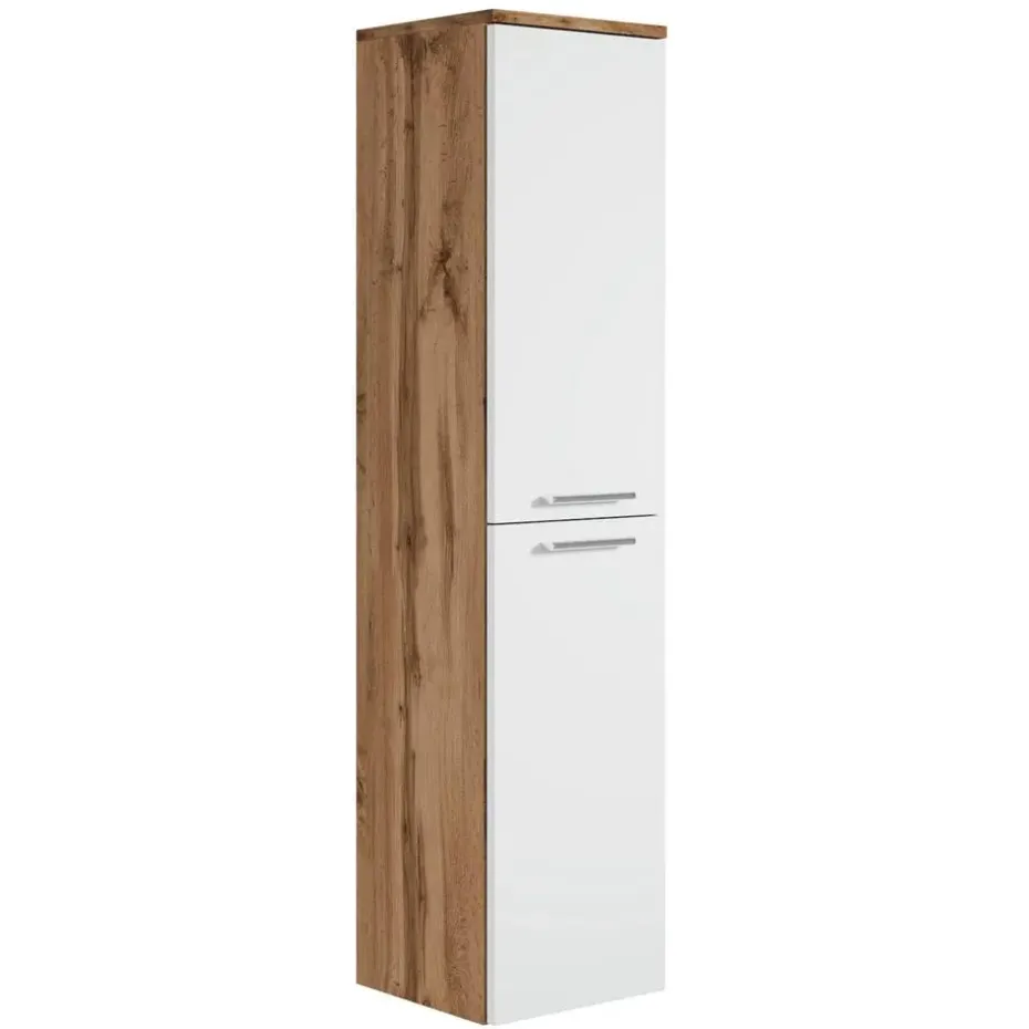 Badplaats Badkamerkast Saturnus 35 x 35 x 130 cm - Eiken met Wit - Hangende