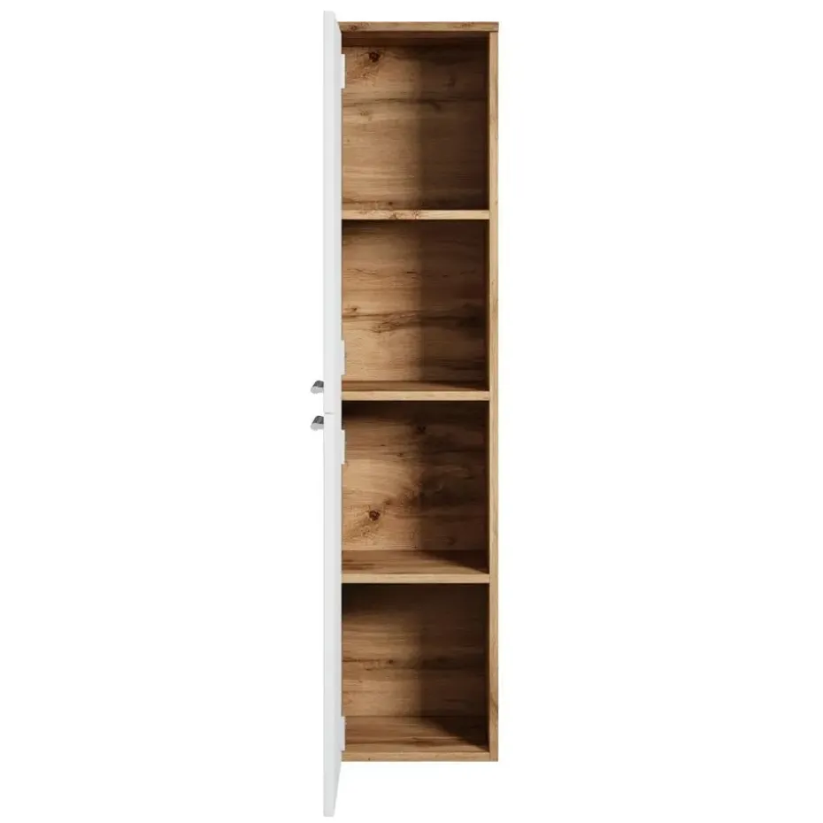 Badplaats Badkamerkast Saturnus 35 x 35 x 130 cm - Eiken met Wit - Hangende