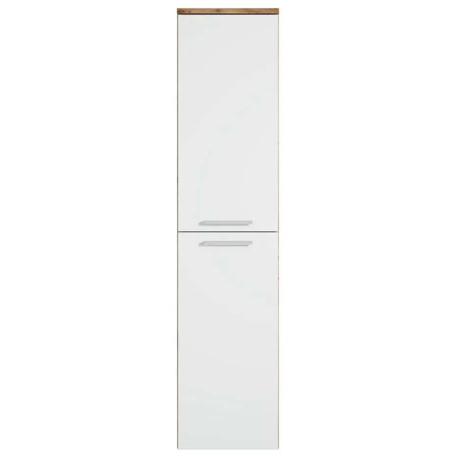 Badplaats Badkamerkast Saturnus 35 x 35 x 130 cm - Eiken met Wit - Hangende
