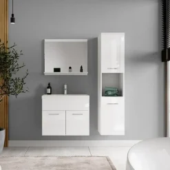 Badplaats Badkamermeubel Set Montreal 60 x 35 cm - Wit Hoogglans - Badmeubel met