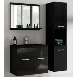 Badplaats Badkamermeubel Set Montreal 60 x 35 cm - Hoogglans Zwart - Badmeubel