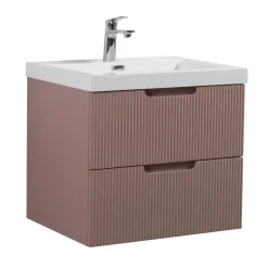 Badplaats Badkamermeubel Set Thermis 60cm - Roze - Badmeubel met Wastafel